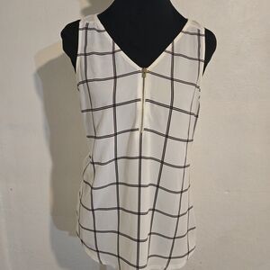 Express Black and White Windowpane Sleeveless Blouse Size S